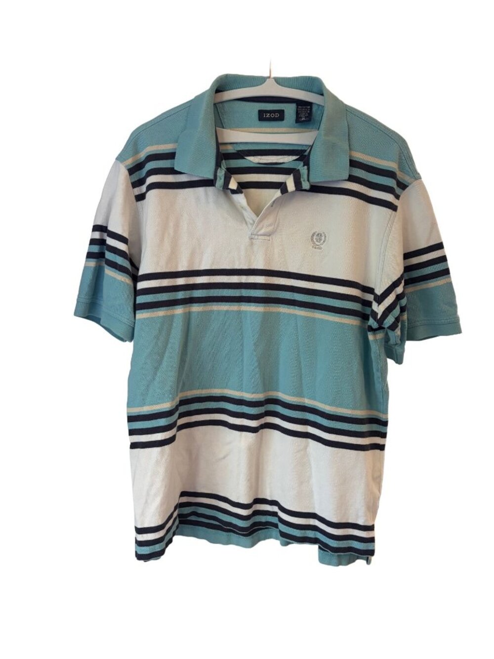 IZOD Men Striped Cotton Polo Shirt Size XL